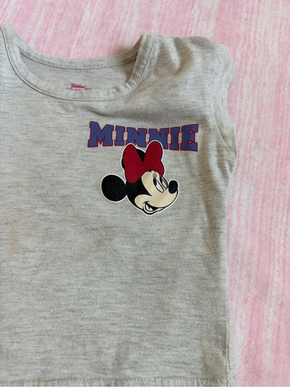 Disney Gray Minnie Tee and Navy Blue Ribbed Shorts Pajama Set